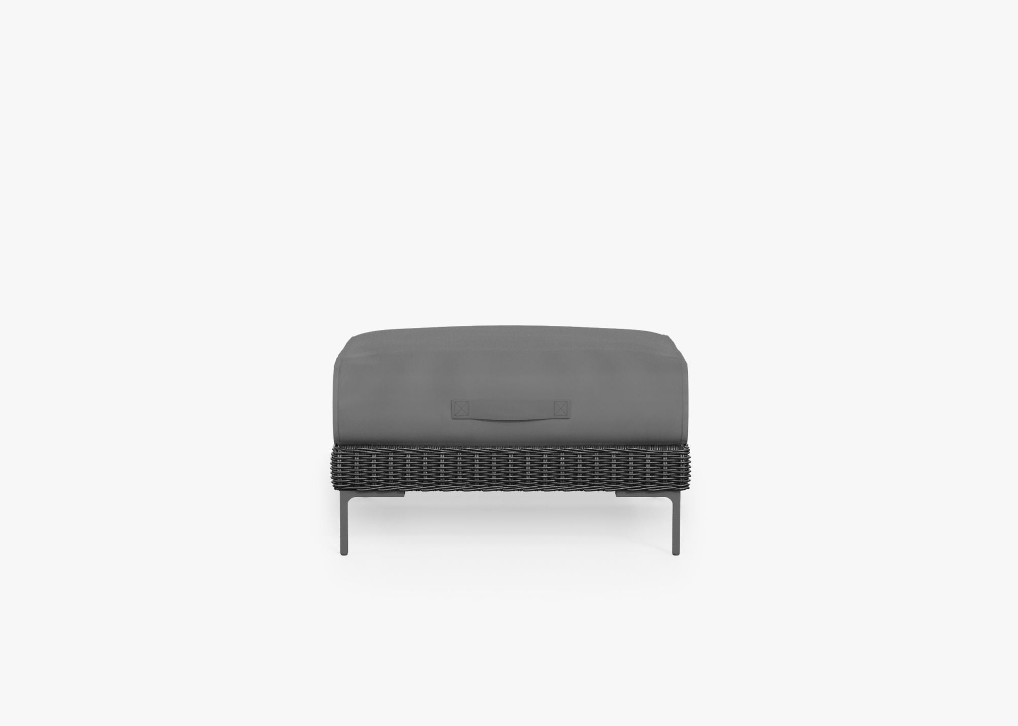 Pouf d'extérieur en osier noir