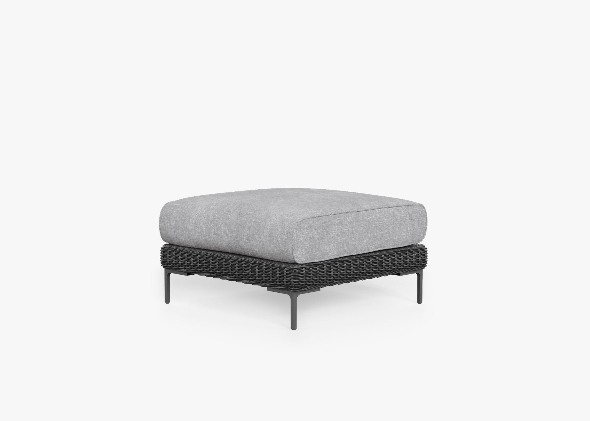 Pouf d'extérieur en osier noir