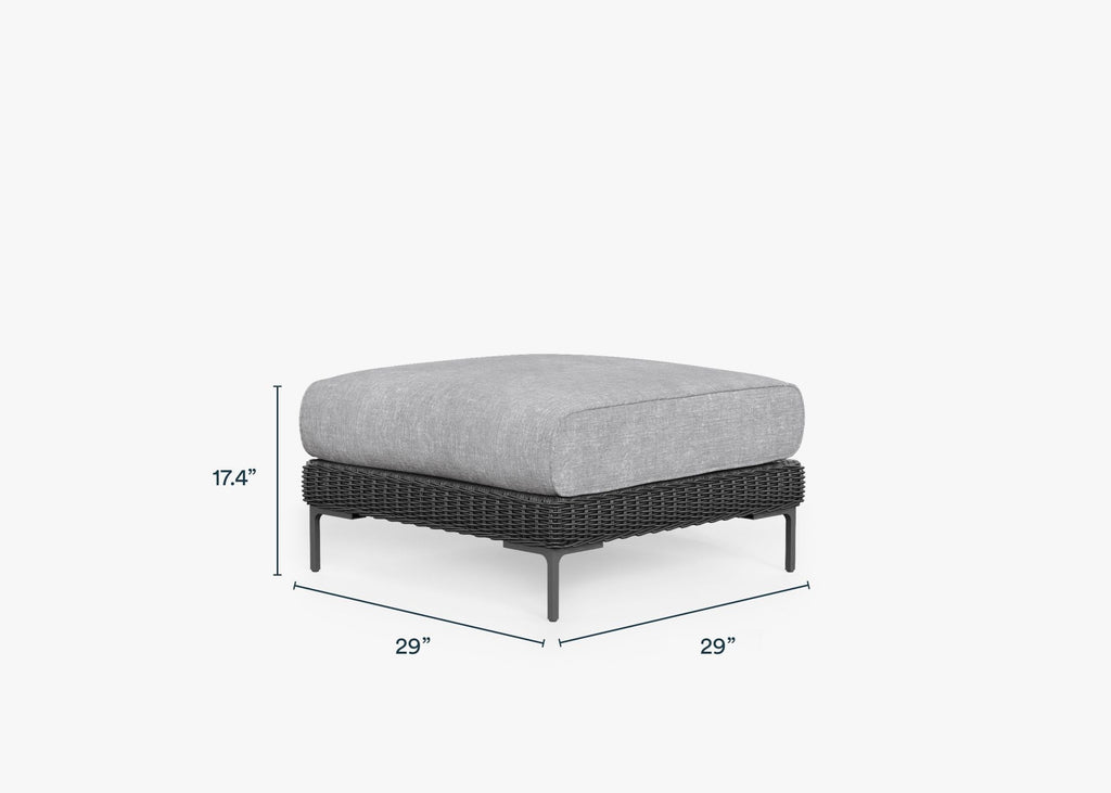 Pouf d'extérieur en osier noir