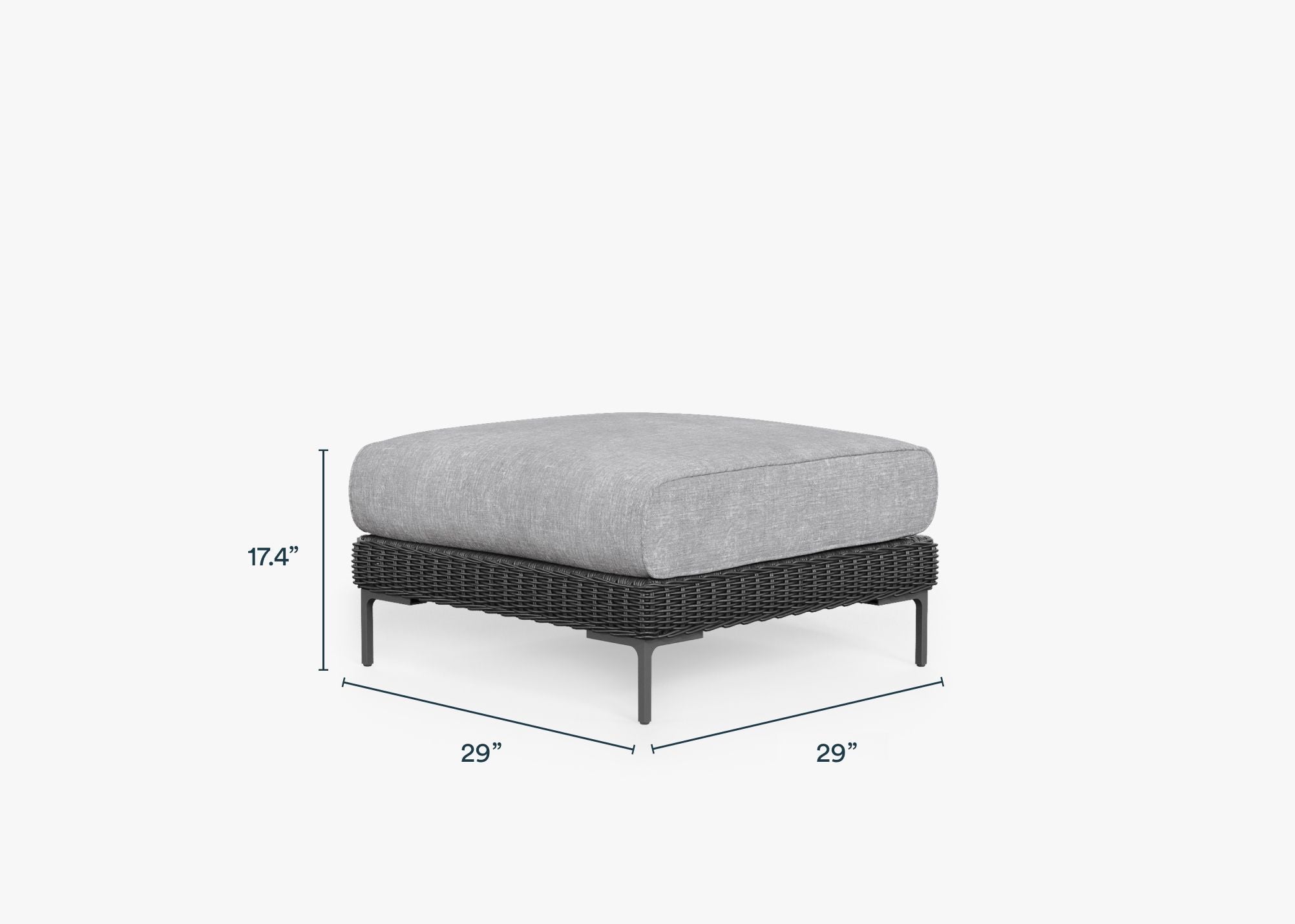Pouf d'extérieur en osier noir