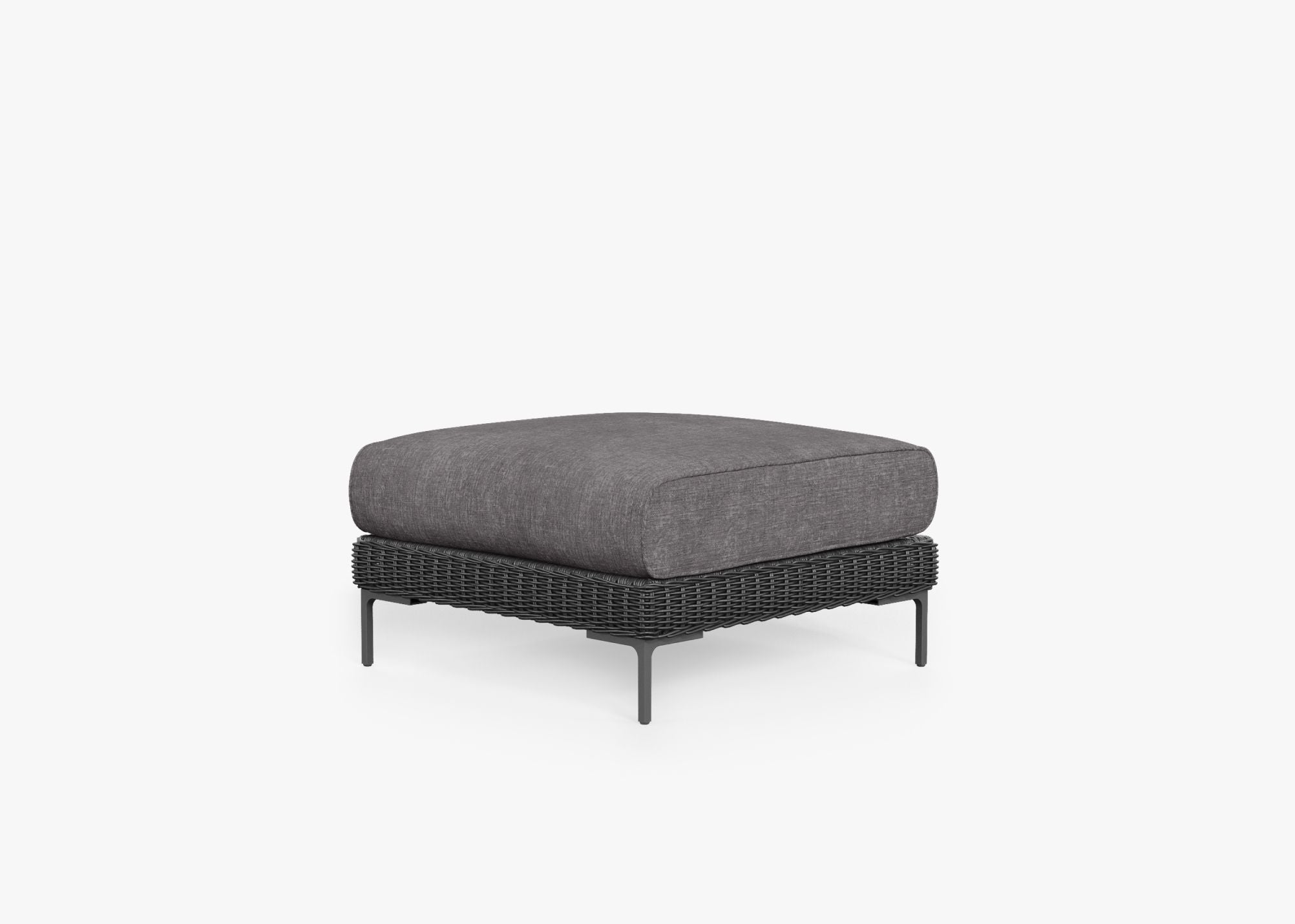 Pouf d'extérieur en osier noir