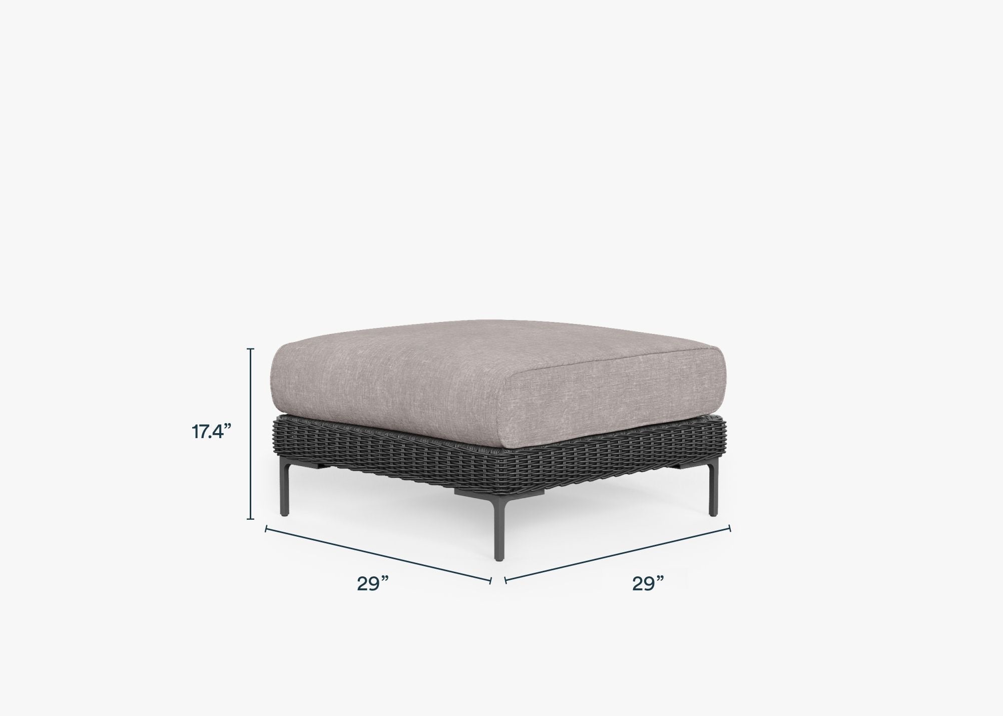 Pouf d'extérieur en osier noir