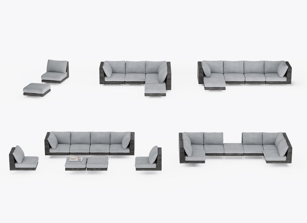 Pouf d'extérieur en osier noir