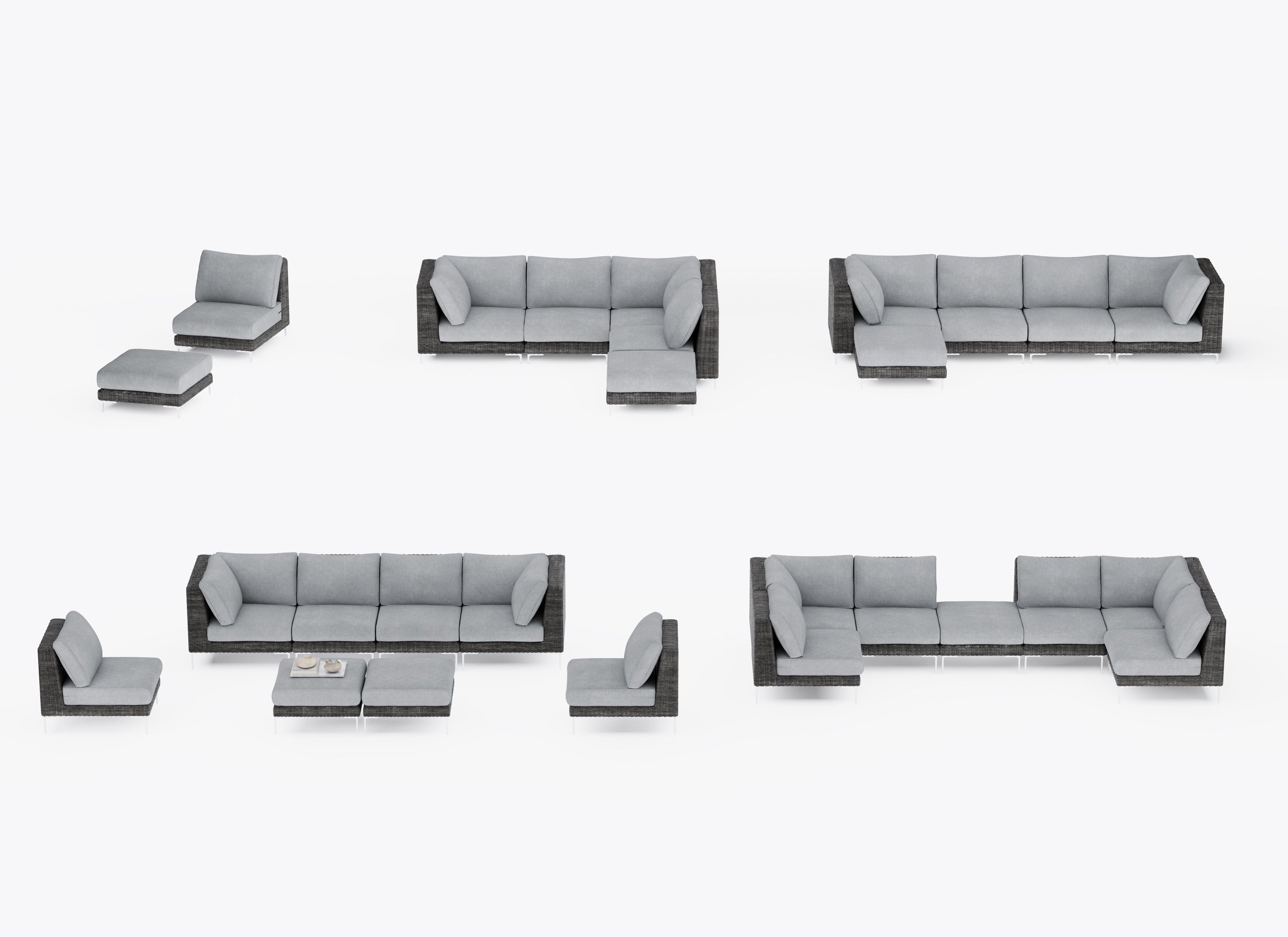 Pouf d'extérieur en osier noir
