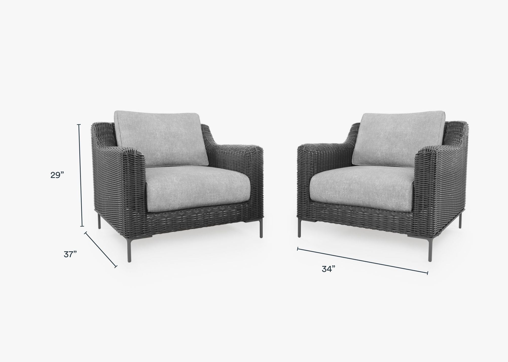 Ensemble de conversation avec fauteuils d'extérieur en osier noir