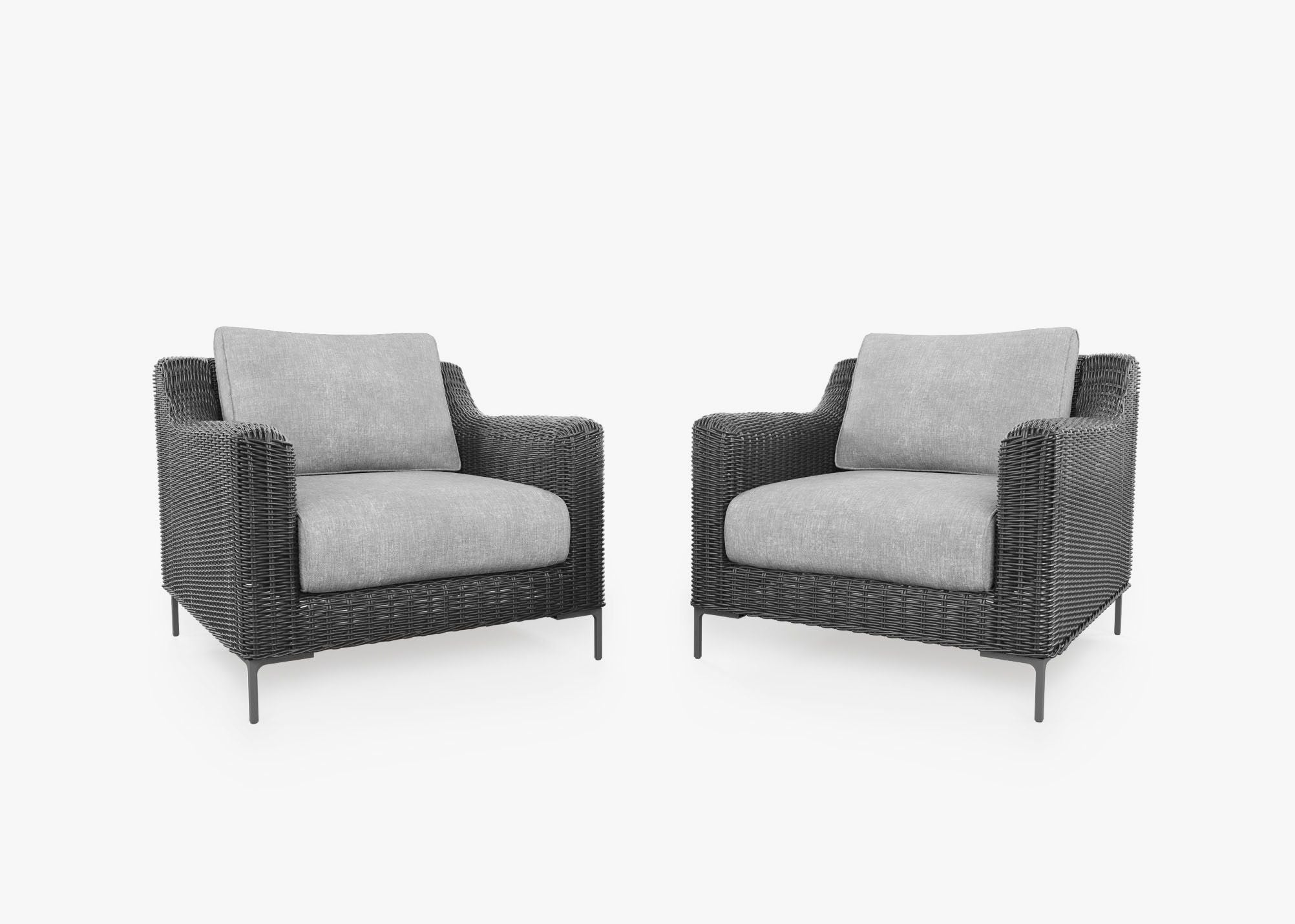 Ensemble de conversation avec fauteuils d'extérieur en osier noir