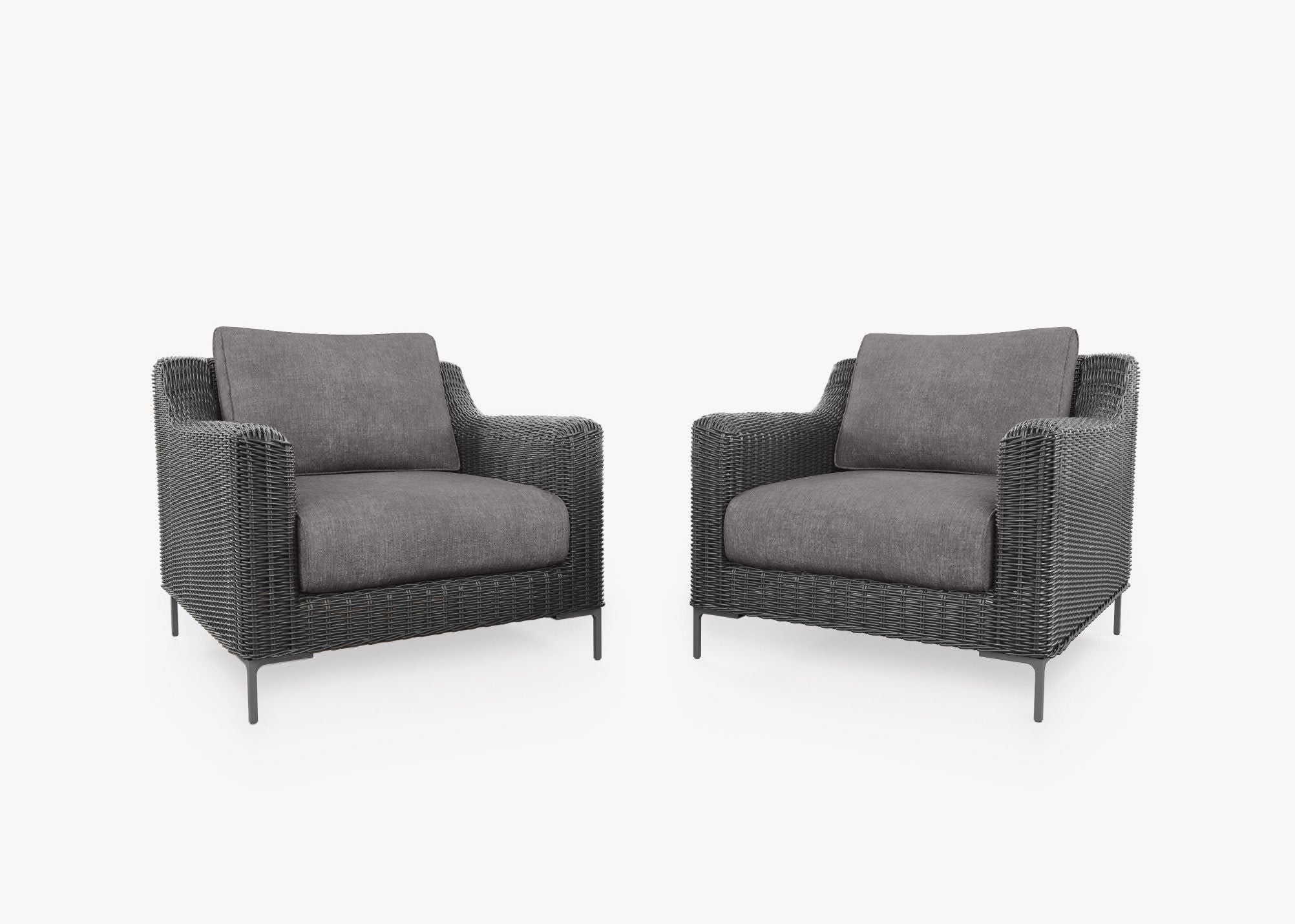 Ensemble de conversation avec fauteuils d'extérieur en osier noir
