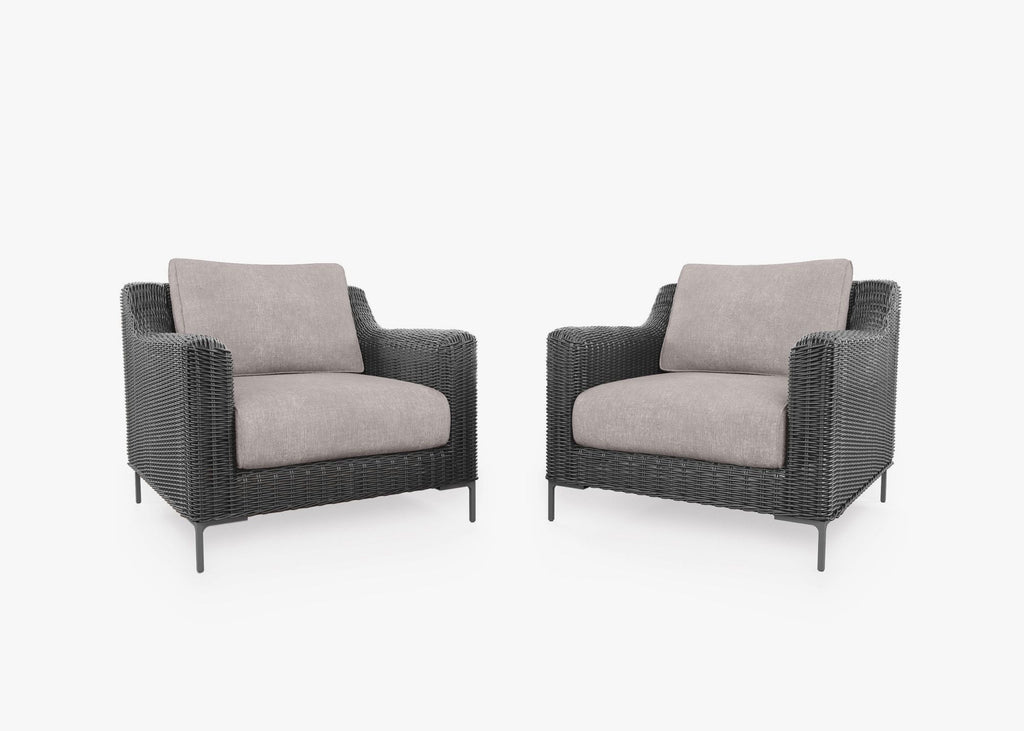 Ensemble de conversation avec fauteuils d'extérieur en osier noir