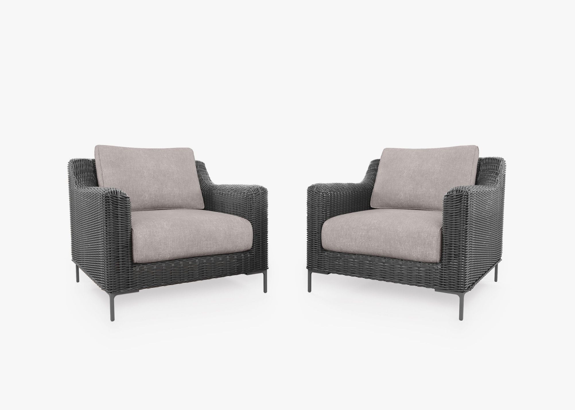 Ensemble de conversation avec fauteuils d'extérieur en osier noir