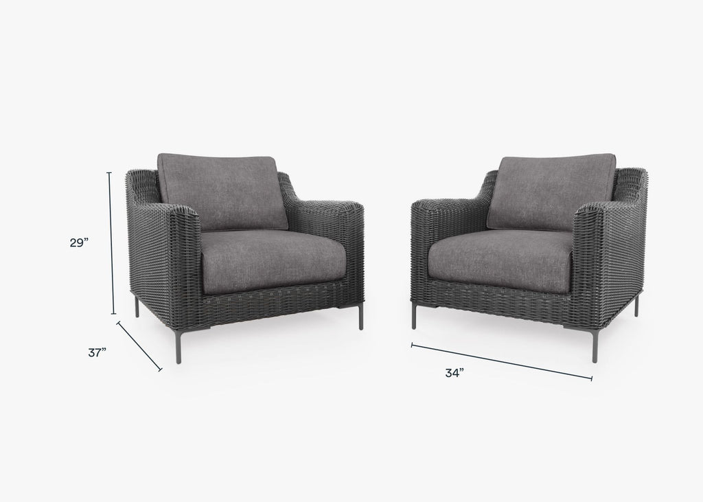 Ensemble de conversation avec fauteuils d'extérieur en osier noir