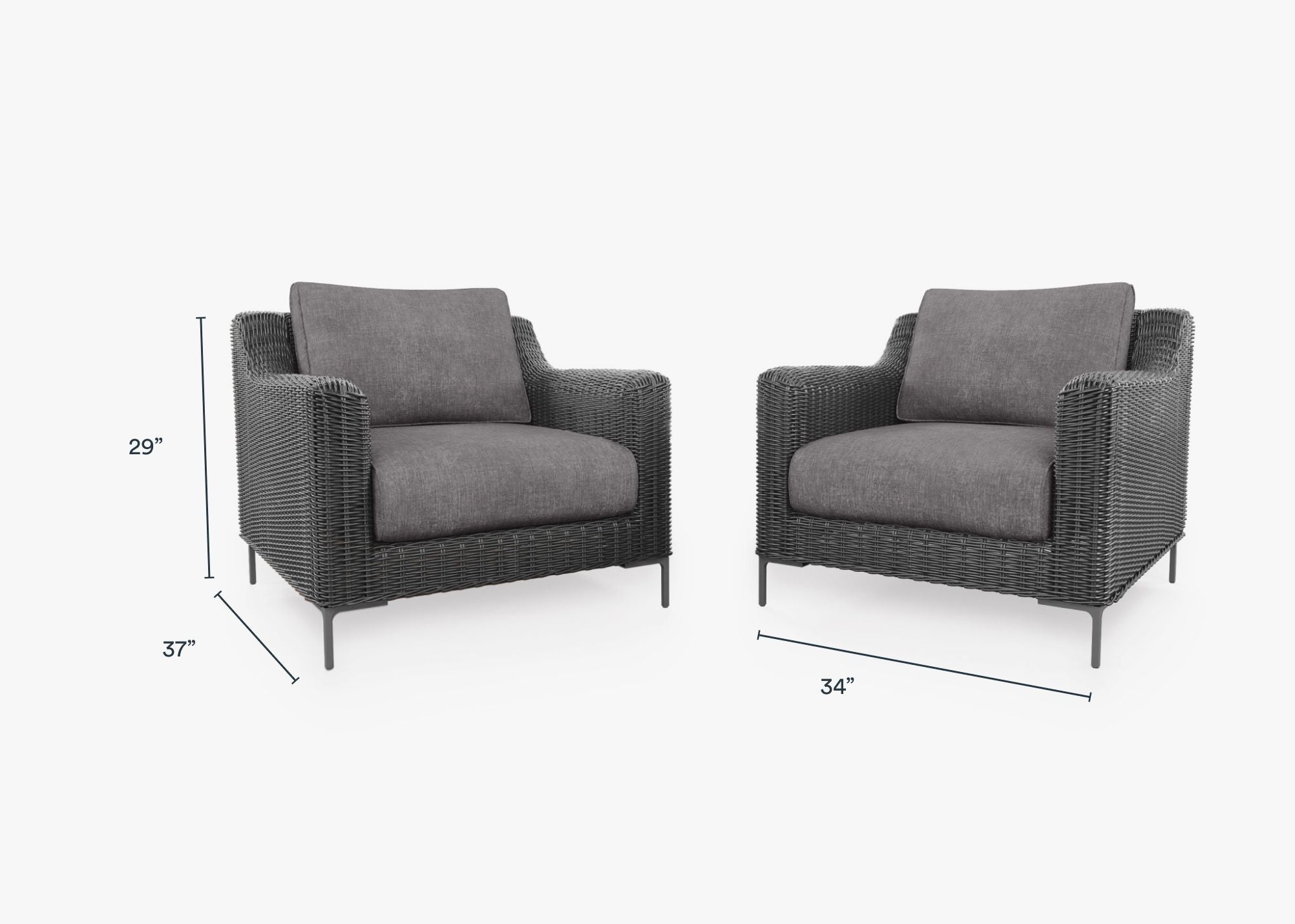 Ensemble de conversation avec fauteuils d'extérieur en osier noir