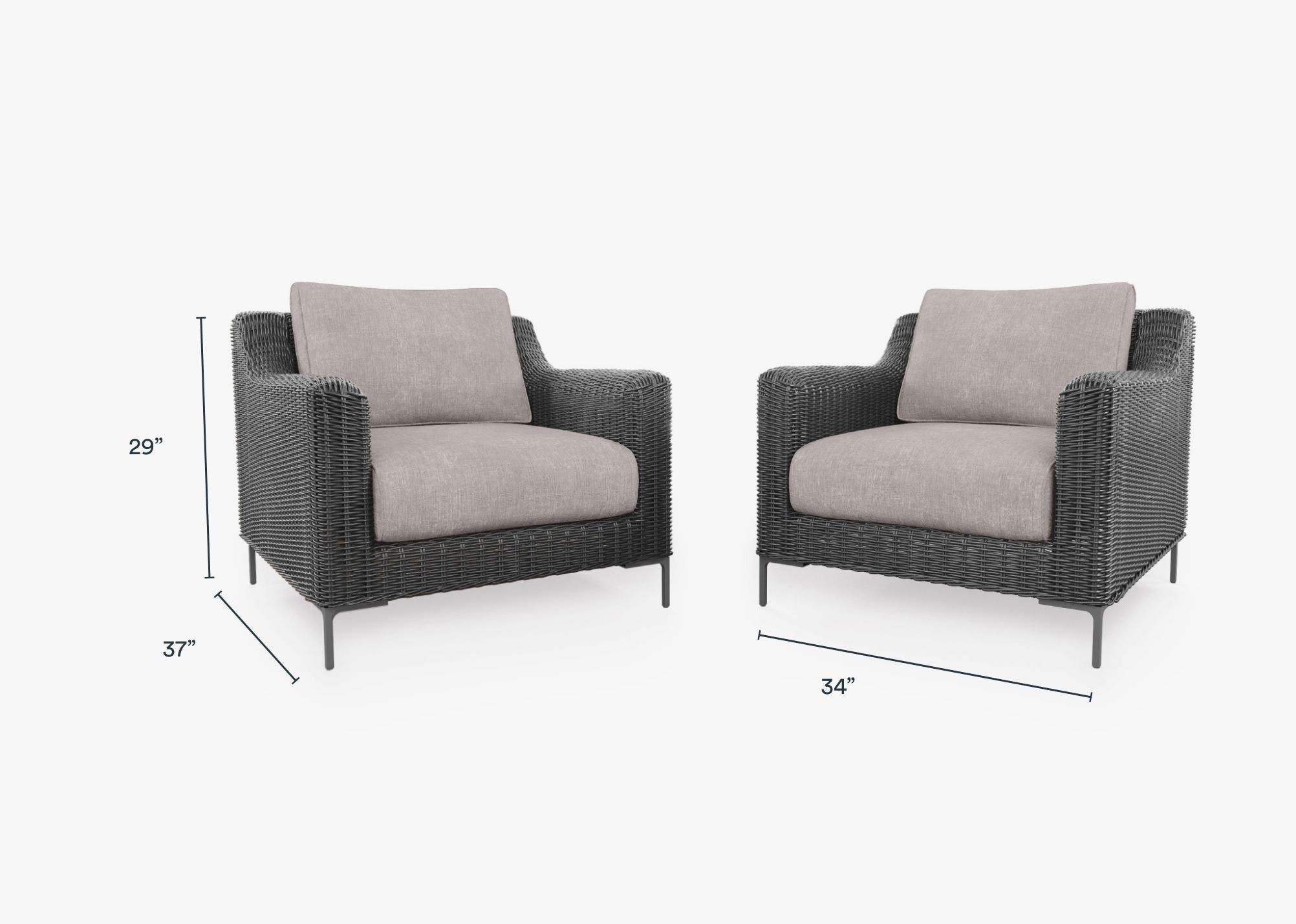 Ensemble de conversation avec fauteuils d'extérieur en osier noir