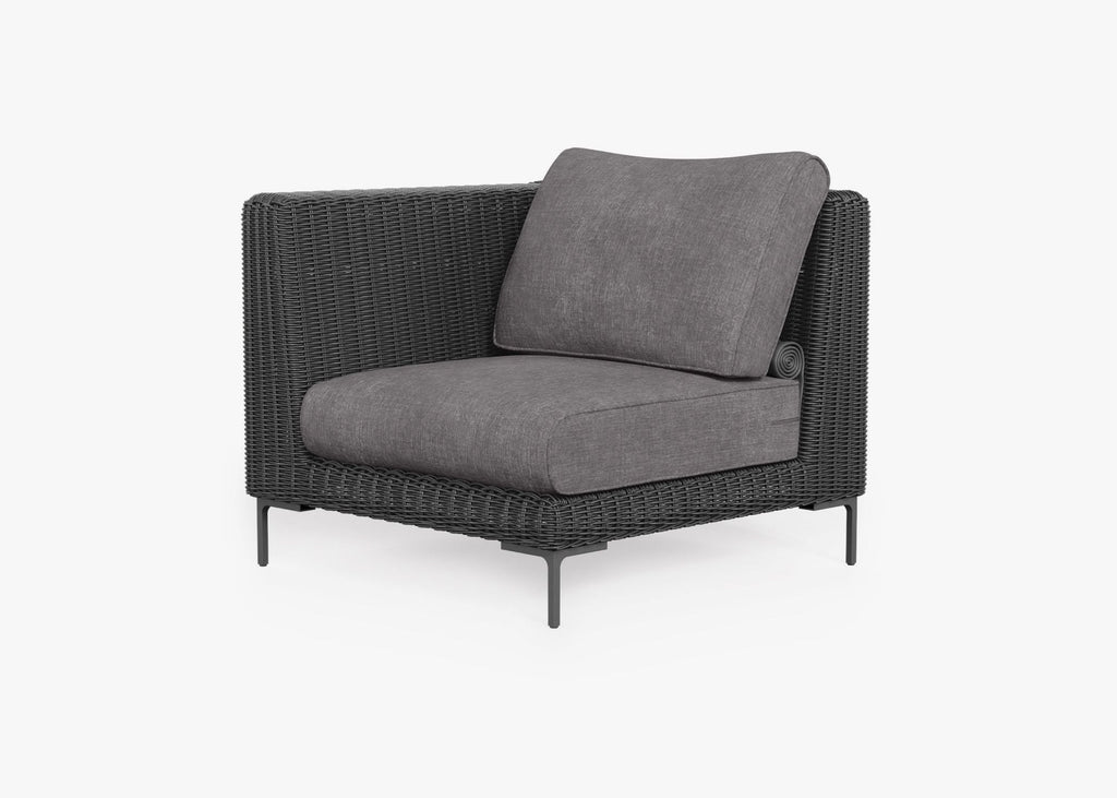 Chaise d'angle d'extérieur en osier noir - Gauche/Droite