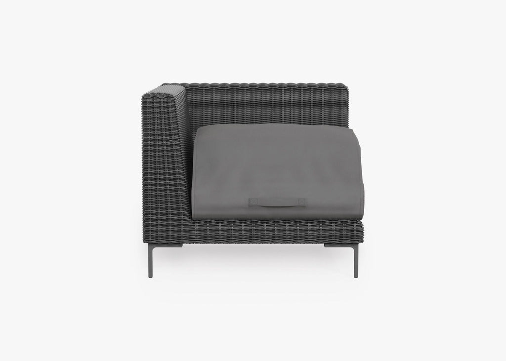 Chaise d'angle d'extérieur en osier noir - Gauche/Droite