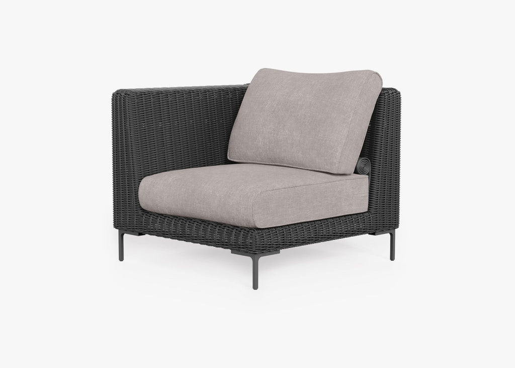 Chaise d'angle d'extérieur en osier noir - Gauche/Droite