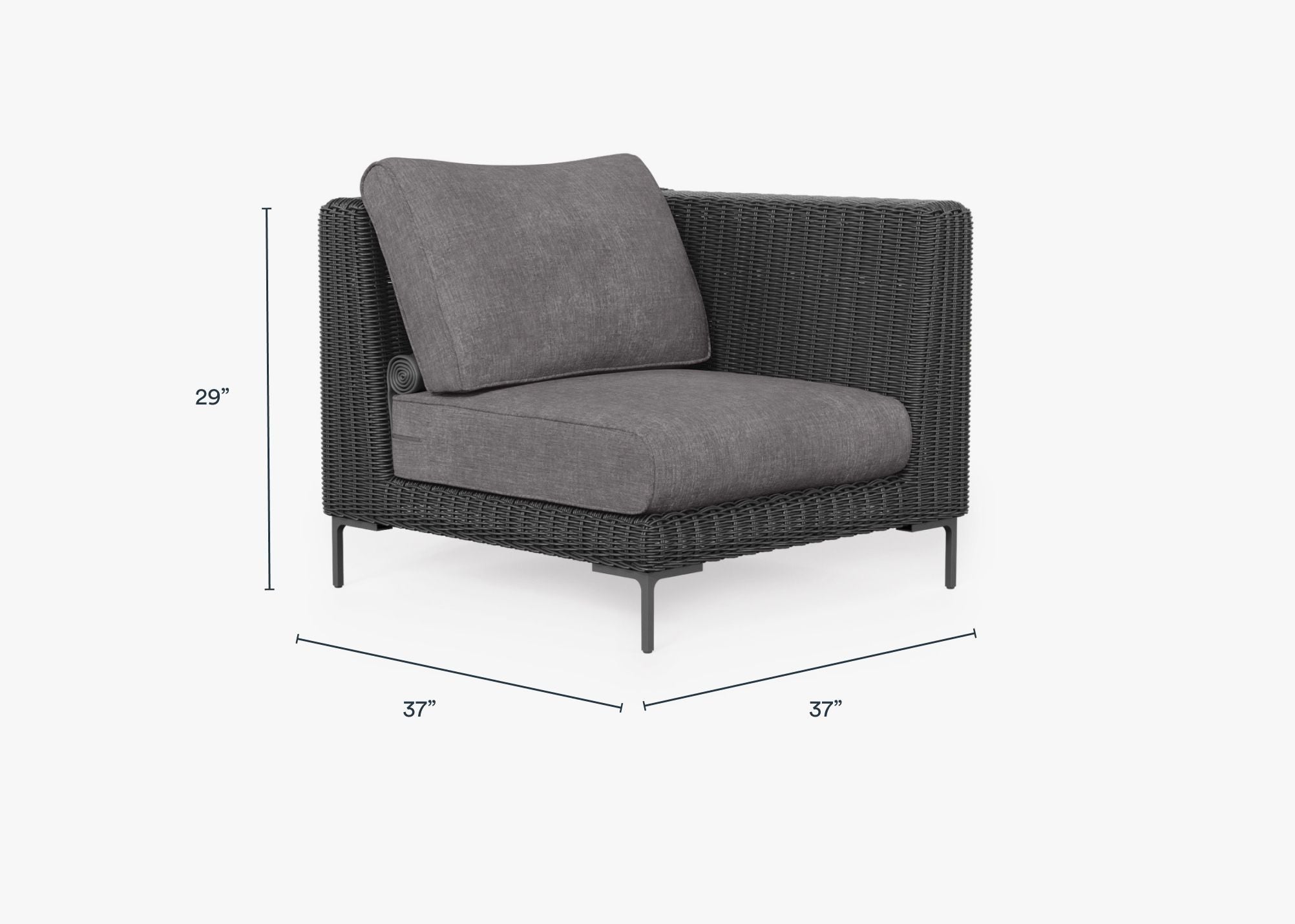 Chaise d'angle d'extérieur en osier noir - Gauche/Droite