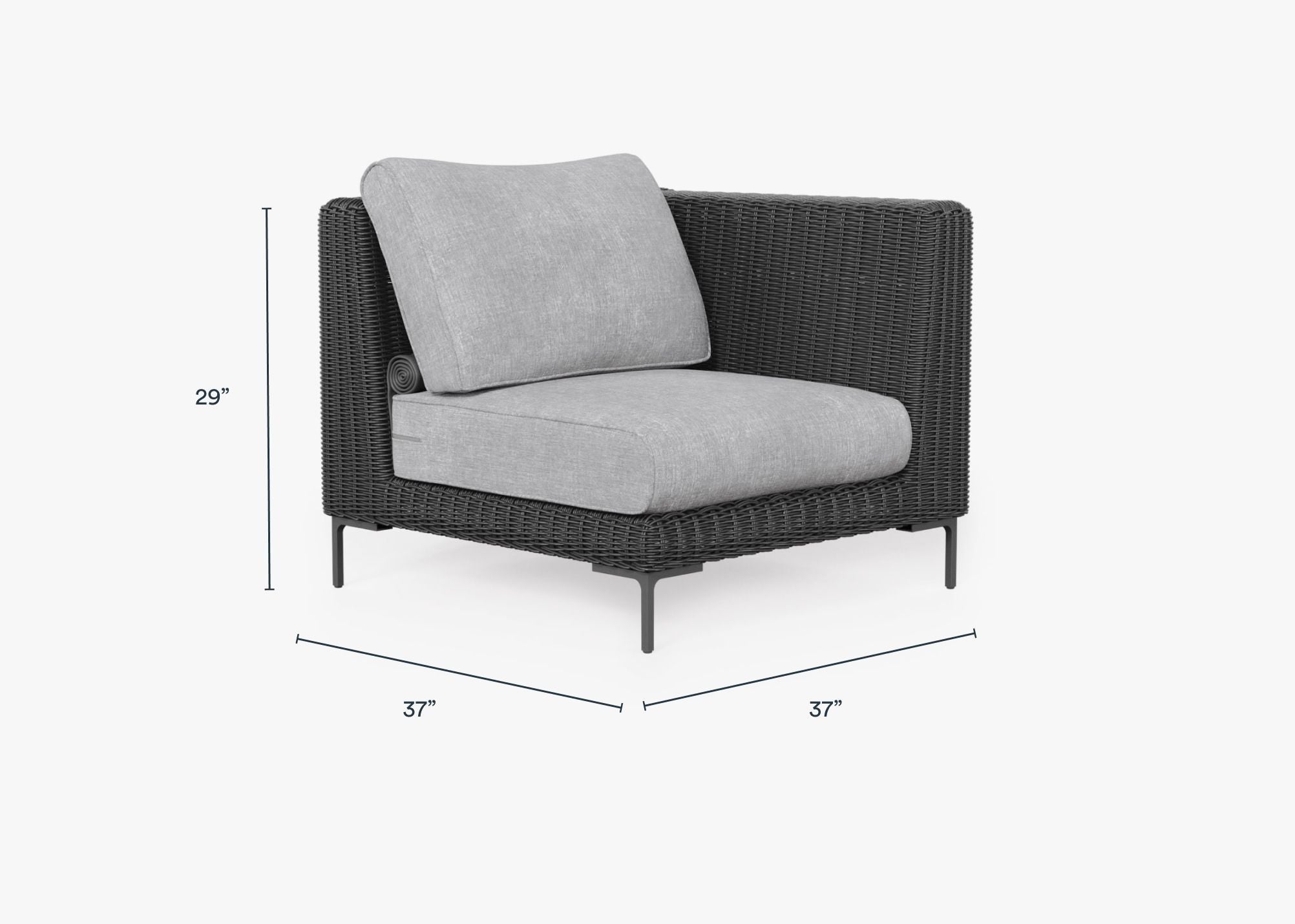 Chaise d'angle d'extérieur en osier noir - Gauche/Droite