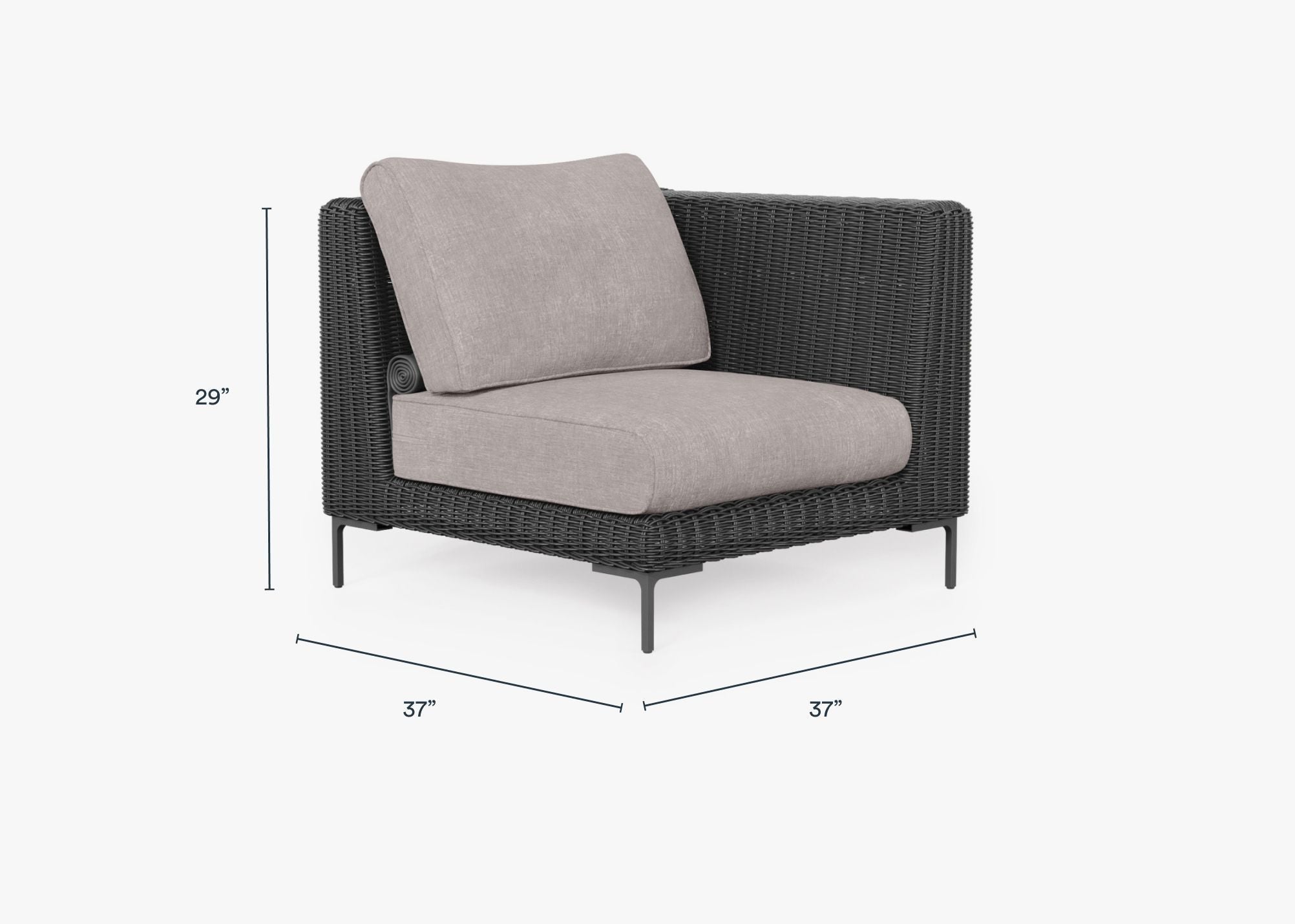 Chaise d'angle d'extérieur en osier noir - Gauche/Droite
