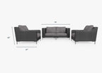 Causeuse d'extérieur en osier noir avec fauteuils - 4 places
