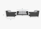 Causeuse d'extérieur en osier noir avec fauteuils - 4 places