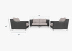 Causeuse d'extérieur en osier noir avec fauteuils - 4 places