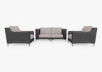 Causeuse d'extérieur en osier noir avec fauteuils - 4 places