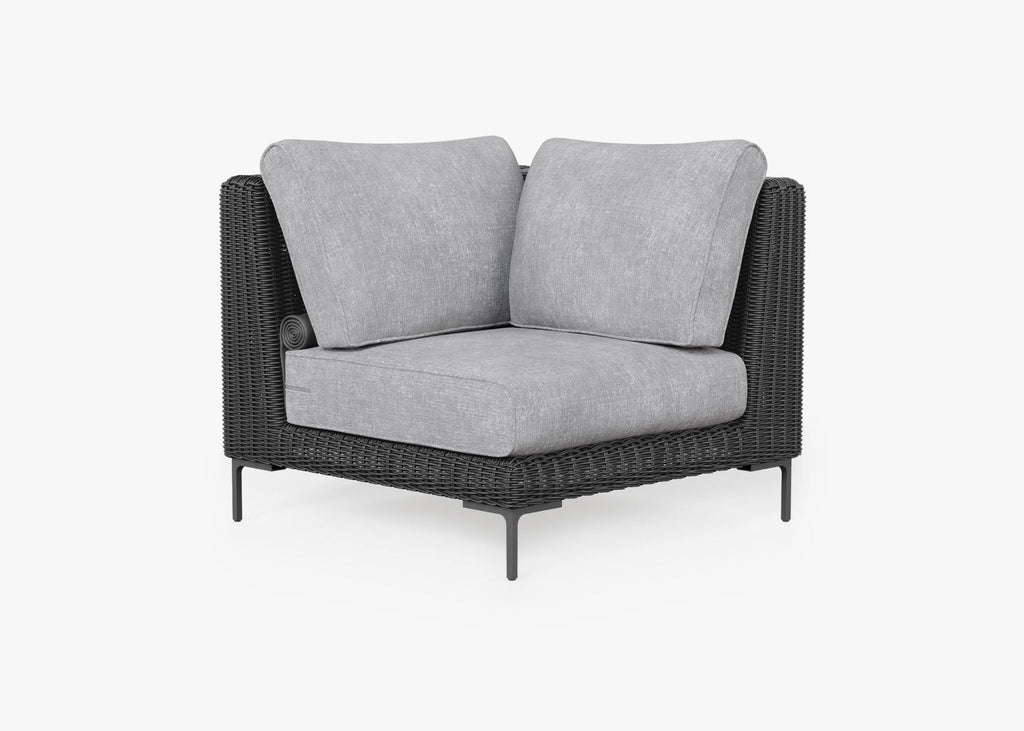 Chaise sectionnelle d'extérieur en osier noir