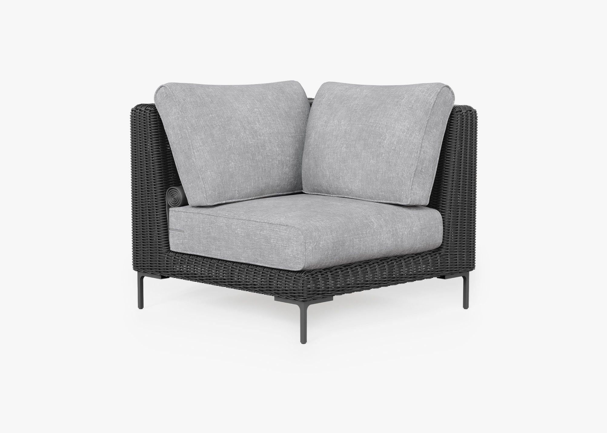 Chaise sectionnelle d'extérieur en osier noir