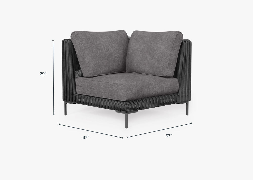 Chaise sectionnelle d'extérieur en osier noir