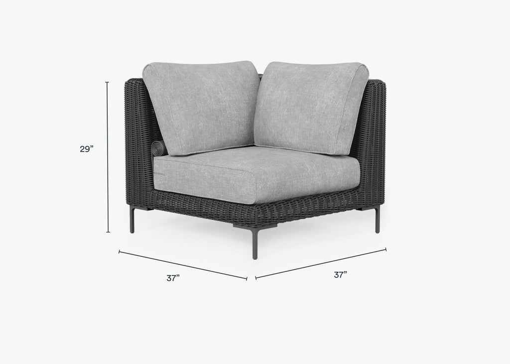 Chaise sectionnelle d'extérieur en osier noir