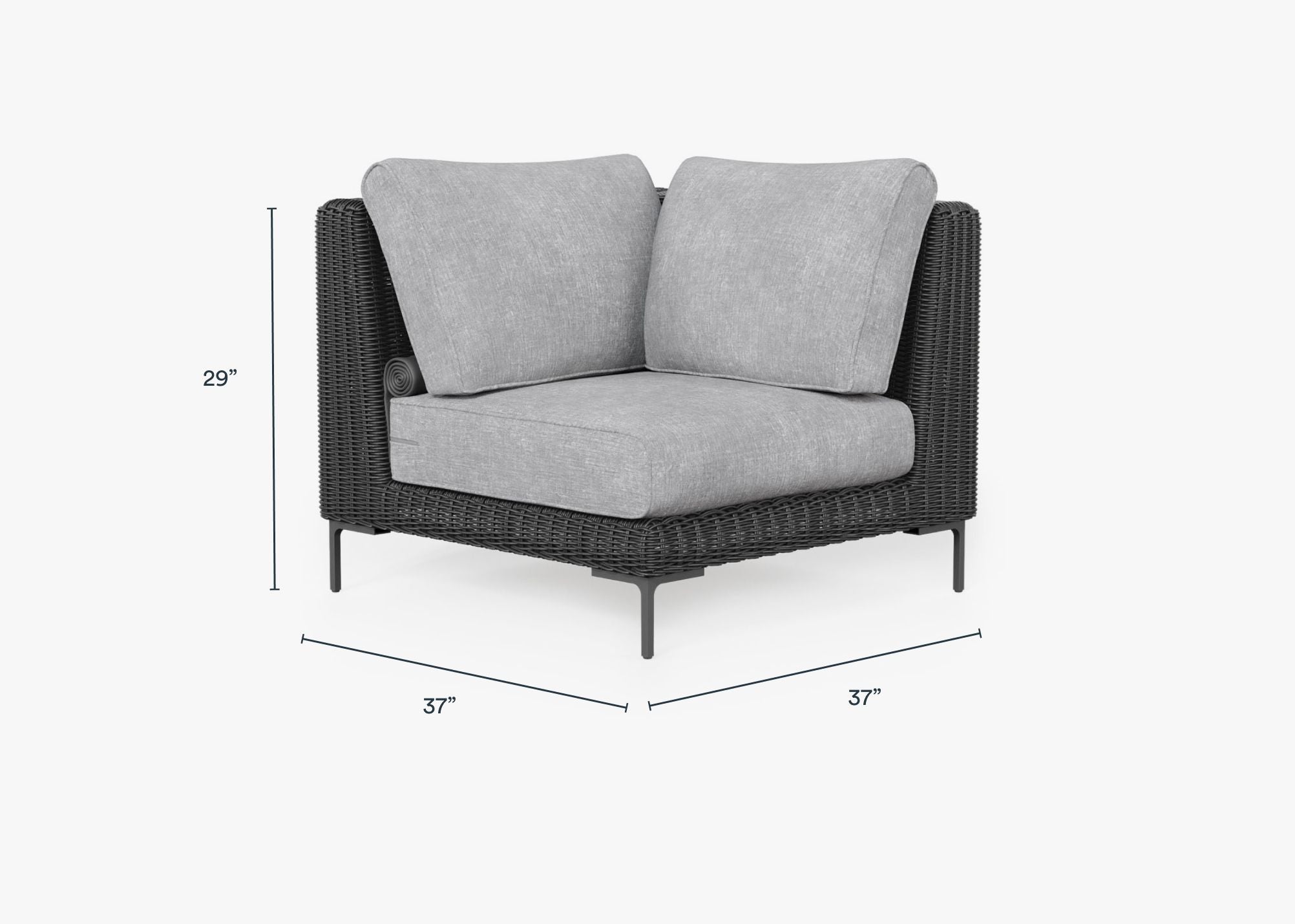 Chaise sectionnelle d'extérieur en osier noir
