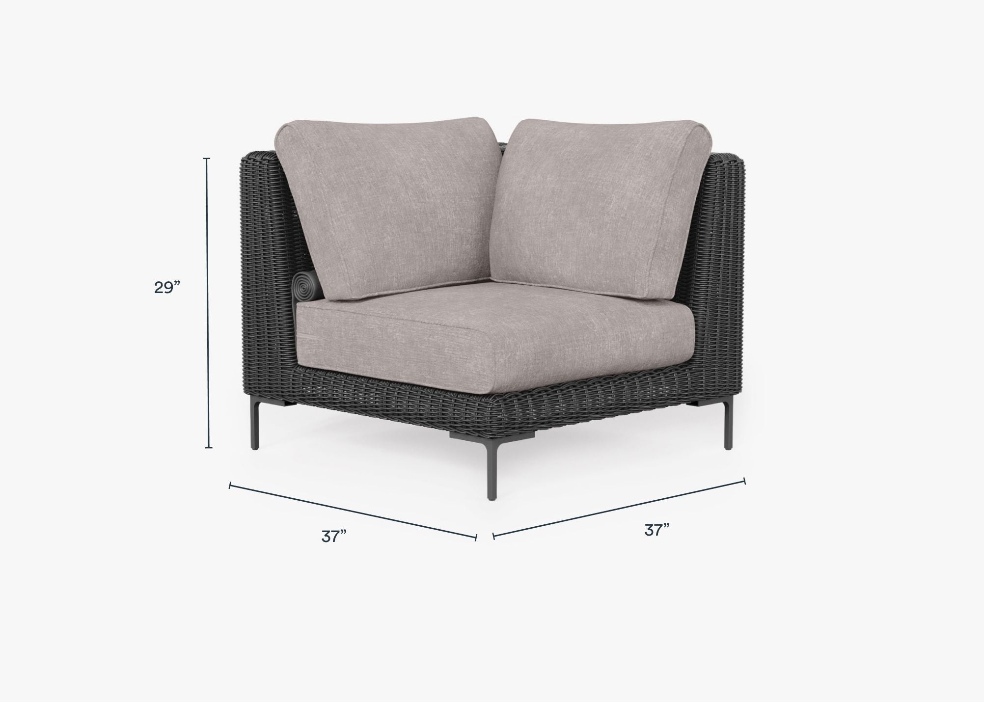Chaise sectionnelle d'extérieur en osier noir