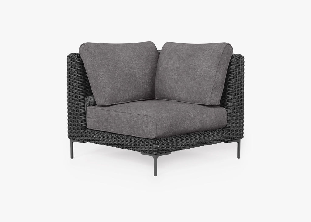 Chaise sectionnelle d'extérieur en osier noir