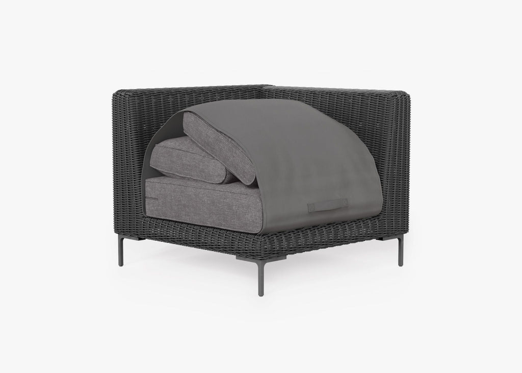 Chaise sectionnelle d'extérieur en osier noir