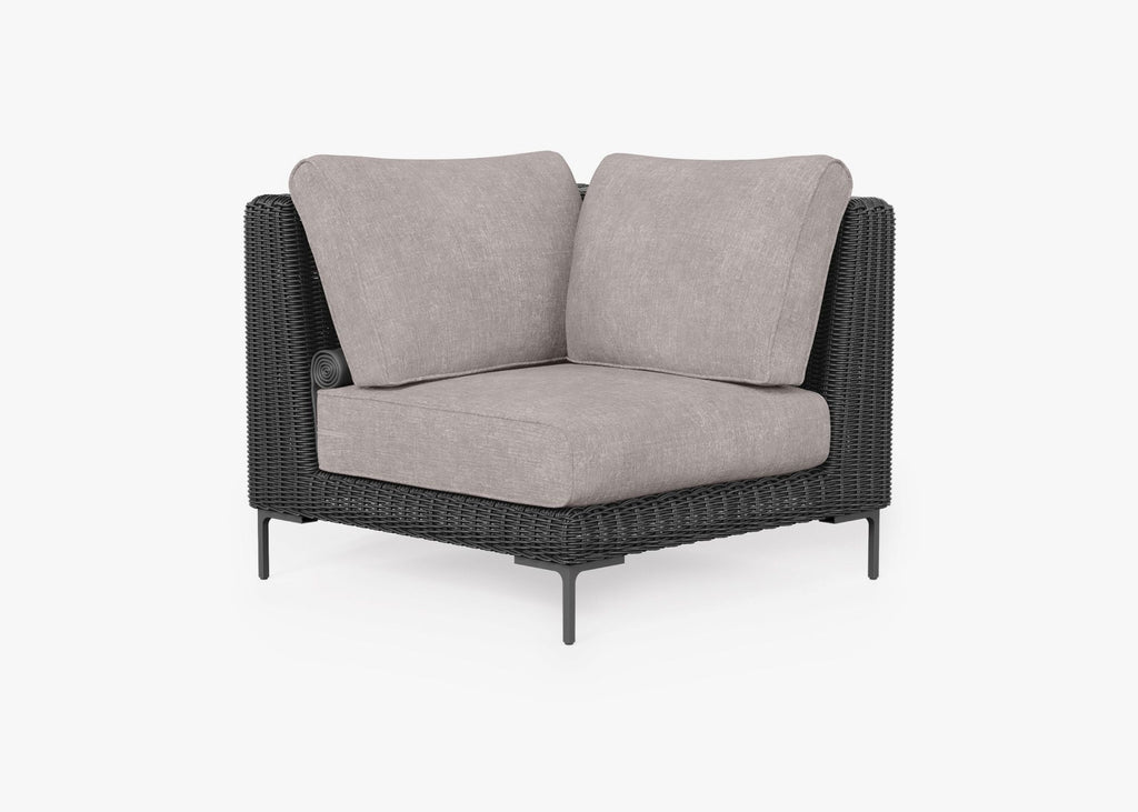 Chaise sectionnelle d'extérieur en osier noir