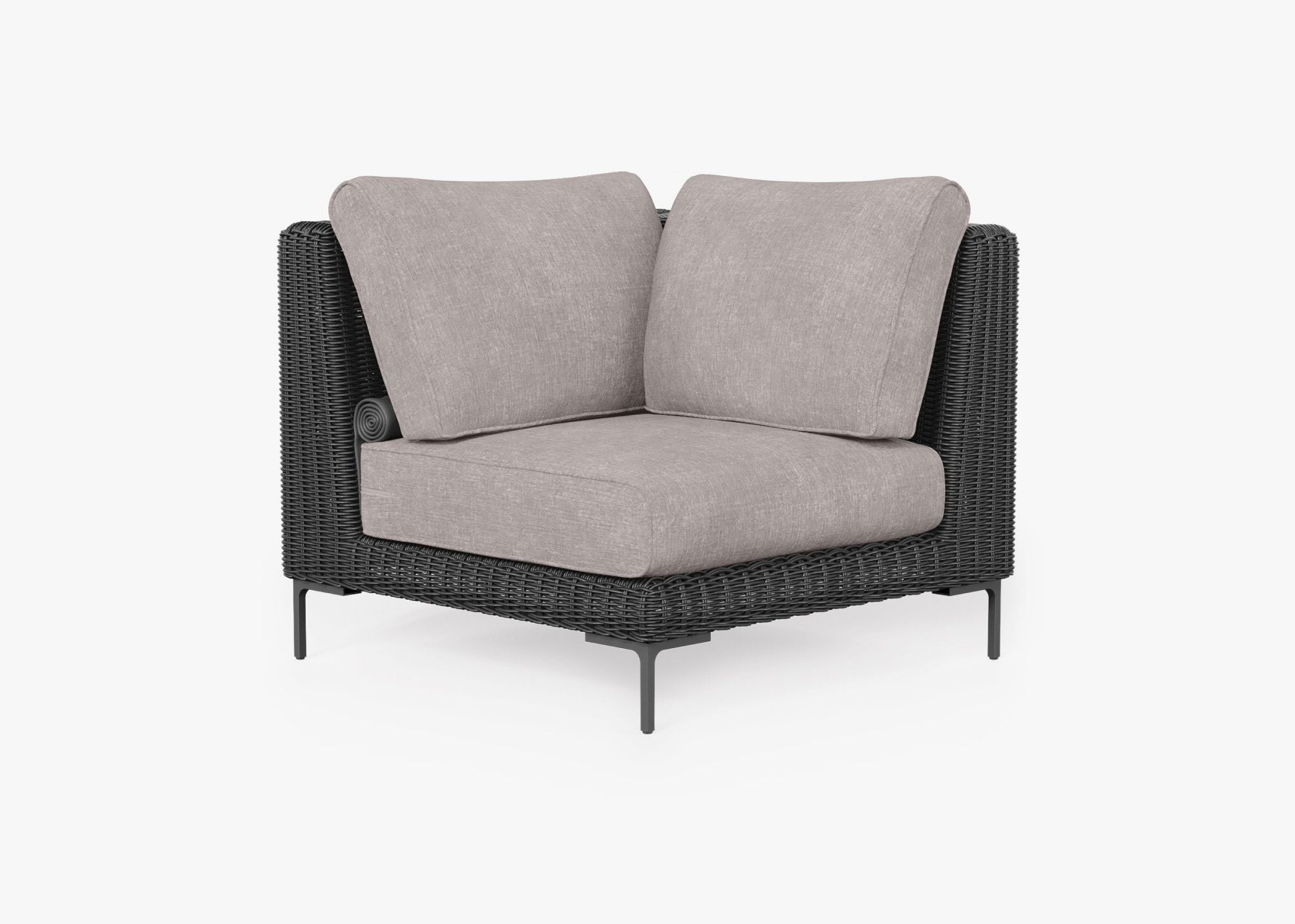 Chaise sectionnelle d'extérieur en osier noir