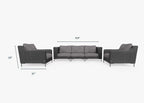 Canapé d'extérieur en osier noir avec fauteuils - 5 places