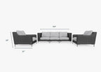 Canapé d'extérieur en osier noir avec fauteuils - 5 places