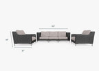 Canapé d'extérieur en osier noir avec fauteuils - 5 places