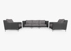 Canapé d'extérieur en osier noir avec fauteuils - 5 places