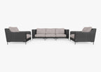Canapé d'extérieur en osier noir avec fauteuils - 5 places