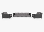 Canapé d'extérieur en osier noir avec fauteuils - 6 places