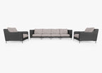 Canapé d'extérieur en osier noir avec fauteuils - 6 places