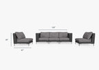 Canapé d'extérieur en osier noir avec accoudoirs - 5 places
