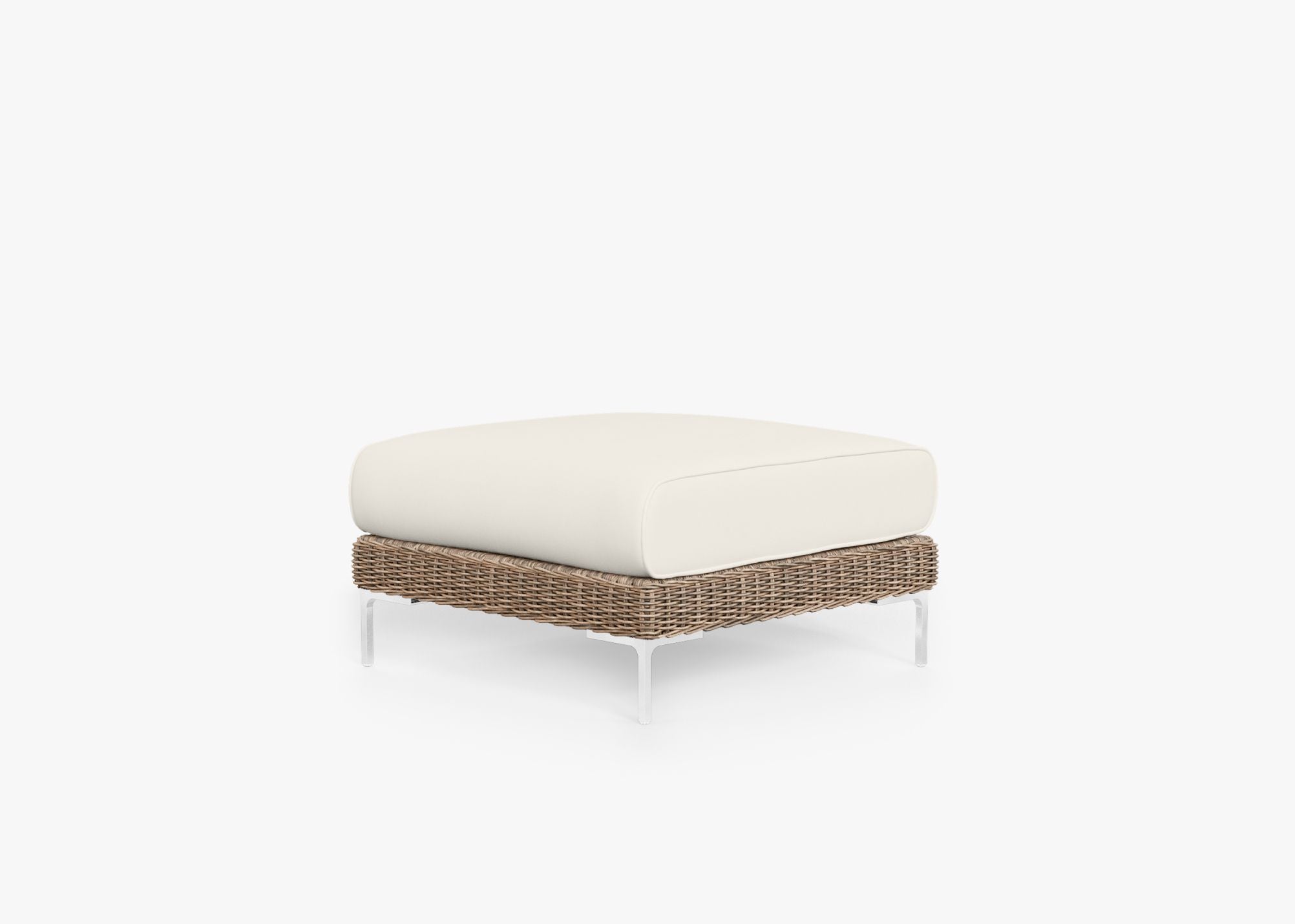 Pouf d'extérieur en osier marron