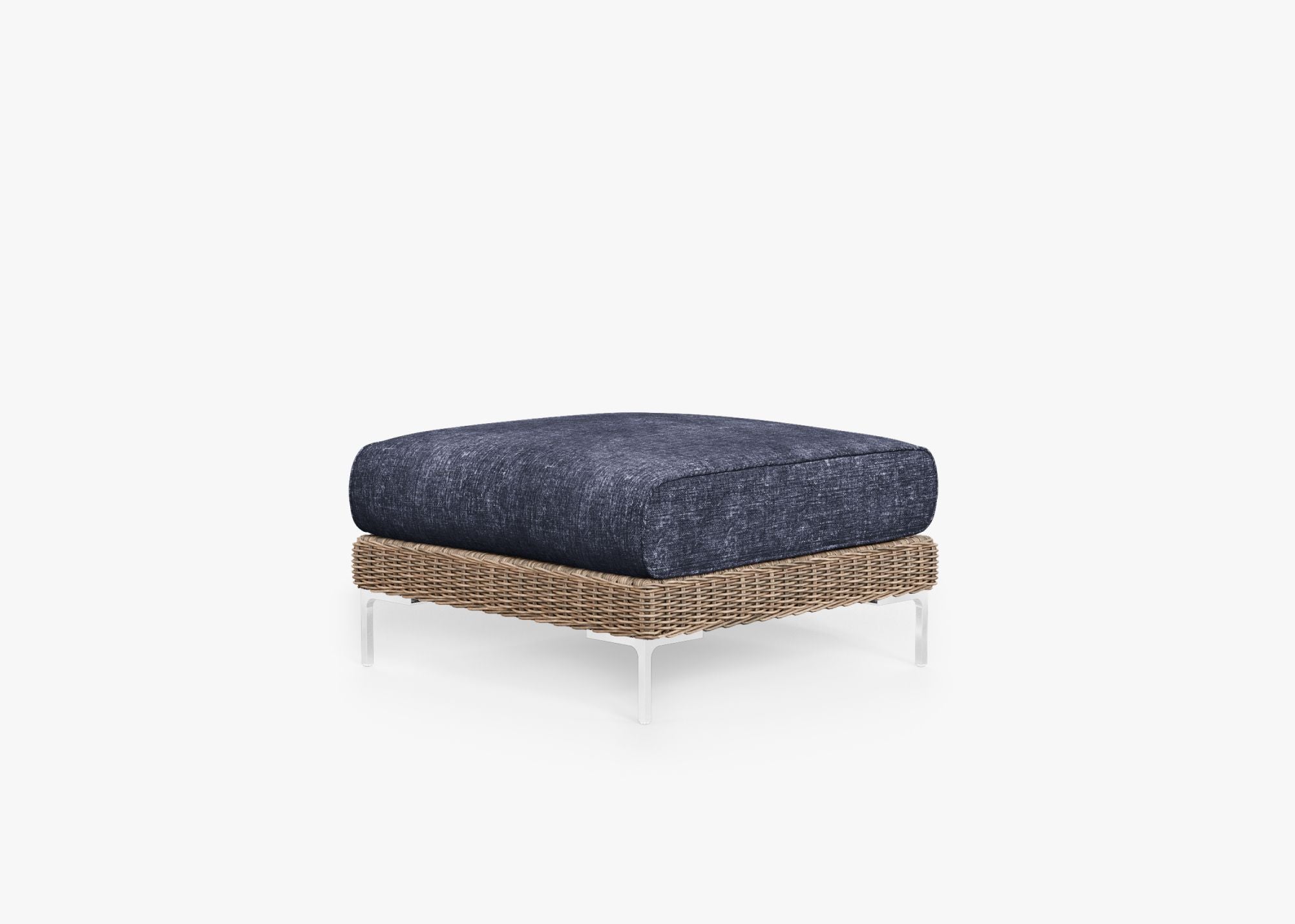 Pouf d'extérieur en osier marron