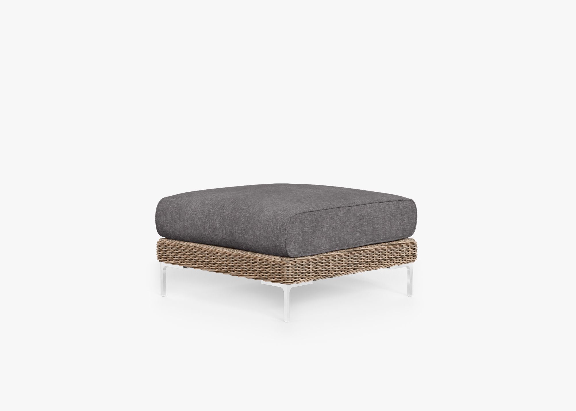 Pouf d'extérieur en osier marron