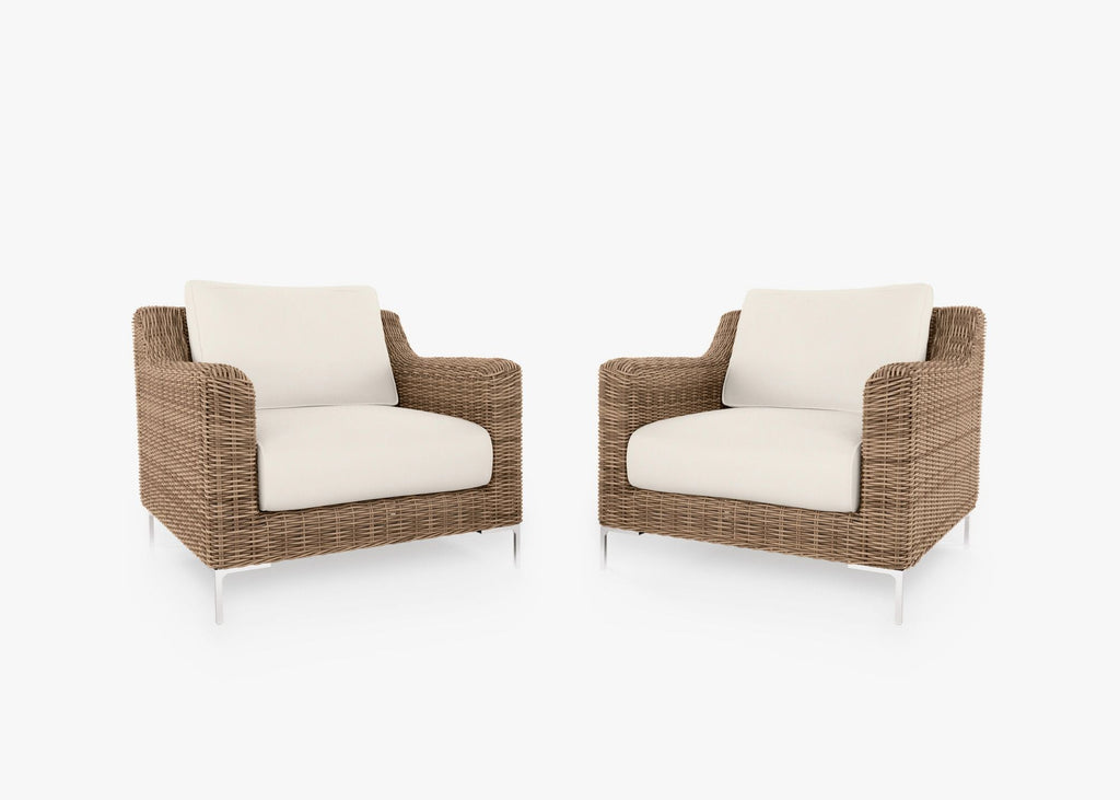 Ensemble de conversation avec fauteuils d'extérieur en osier marron
