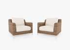 Ensemble de conversation avec fauteuils d'extérieur en osier marron