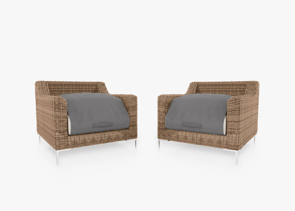 Ensemble de conversation avec fauteuils d'extérieur en osier marron